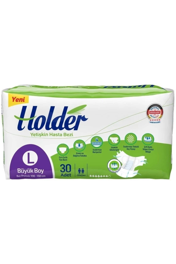 HOLDER Large Belbantlı Yetişkin Hasta Bezi  30 lu