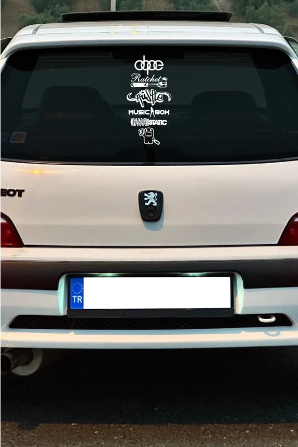 Oto Arka Cam Sticker Model 35 İngilizce Beyaz 40*20 Cm - 3