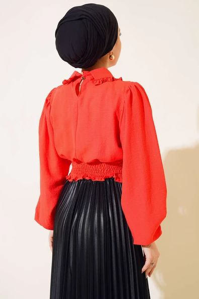 Bebe Yaka Bluz Alizarin - Resim 3