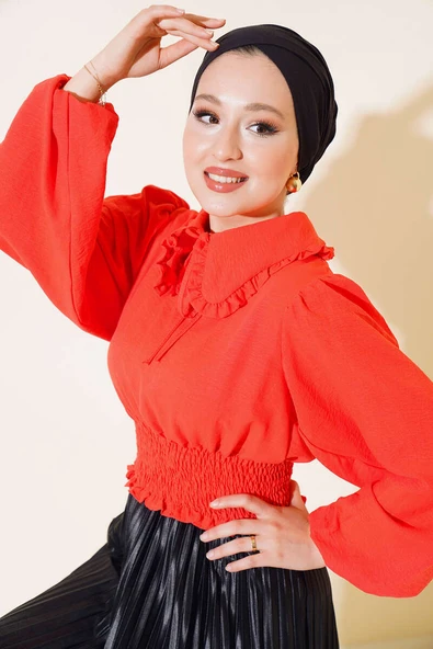 Bebe Yaka Bluz Alizarin - 1