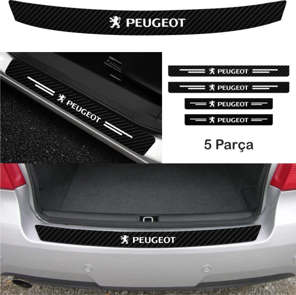 Peugeot 2008 İçin Uyumlu Aksesuar Oto Bağaj Ve Kapı Eşiği Sticker Set Karbon