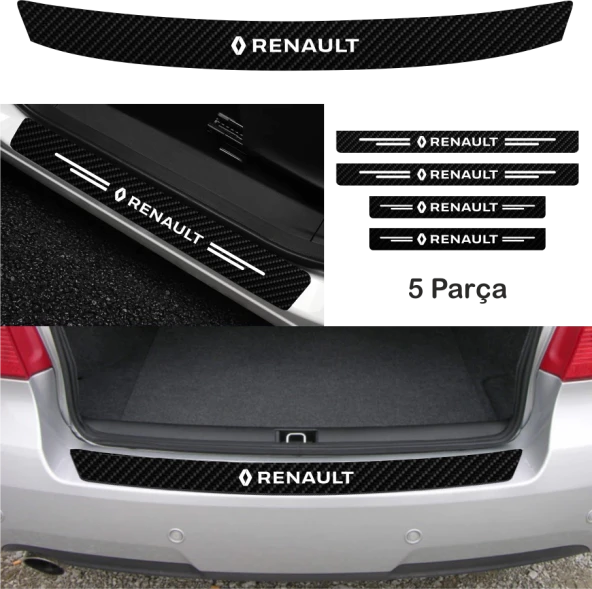 Renault Kadjar İçin Uyumlu Aksesuar Oto Bağaj Ve Kapı Eşiği Sticker Set Karbon