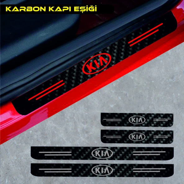 Kia Venga İçin Uyumlu Aksesuar Oto Kapı Eşiği Sticker Karbon 4 Adet