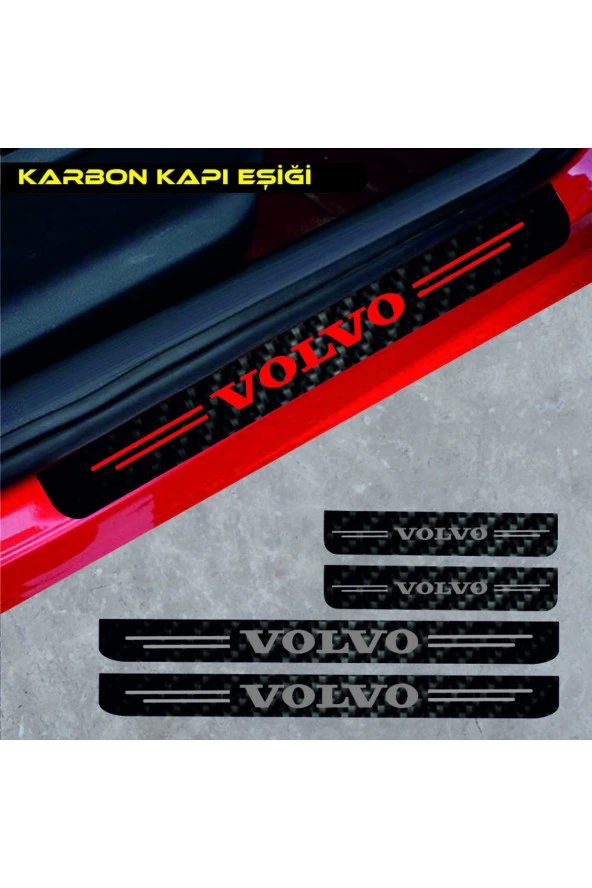 Volvo S40 İçin Uyumlu Aksesuar Oto Kapı Eşiği Sticker Karbon 4 Adet