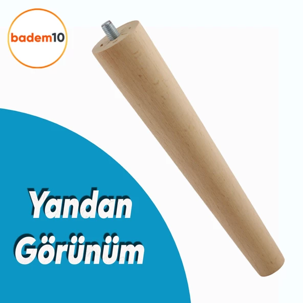 Ahşap Sehpa Masa Puf Tv Ünitesi Ayağı Ayakları M8 Civatalı 20 cm + Bağlantı Aparatlı 4'lü Set - 3