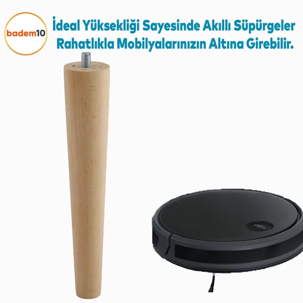Ahşap Sehpa Masa Puf Tv Ünitesi Ayağı Ayakları M8 Civatalı 20 cm + Bağlantı Aparatlı 4'lü Set - 10
