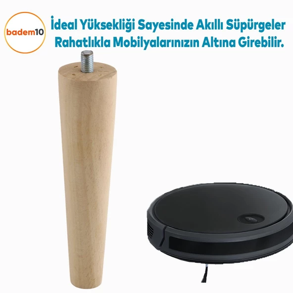 Ahşap Mobilya Koltuk Kanepe Sehpa Masa Ayağı Ayakları M8 Civatalı 15 cm + Bağlantı Aparatlı 4'lü Set - 10