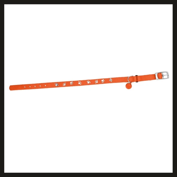 Uyguna-Yakala 10mm*30cm Turuncu Pati Baskılı Kedi-köpek Tasması-SMA.303 ürün görseli