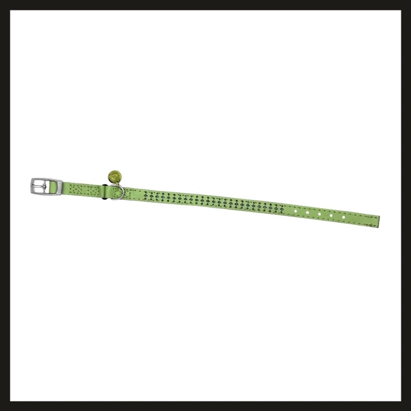 Uyguna-Yakala 10mm*30cm Yeşil Pati Baskılı Kedi-köpek Tasması-SMA.311