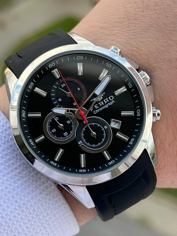 Ferro Takvimli Siyah Renk Slikon Kordon 30 Mt Su Geçirmez Erkek Kol Saat E-MN.9D5032 ürün görseli