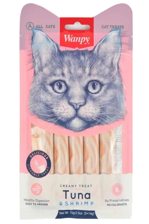 WANPY TUNA SHRİMP KEDİ ÖDÜL MAMASI 5X14 GR