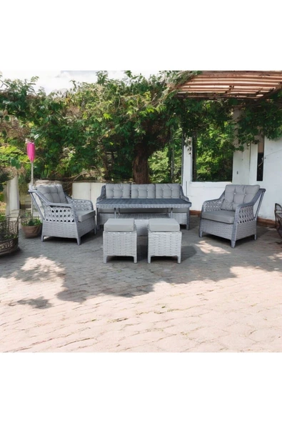 ATHENA GÜMÜŞ GRİ 3+1+1 BALKON BAHÇE TAKIMI - 2