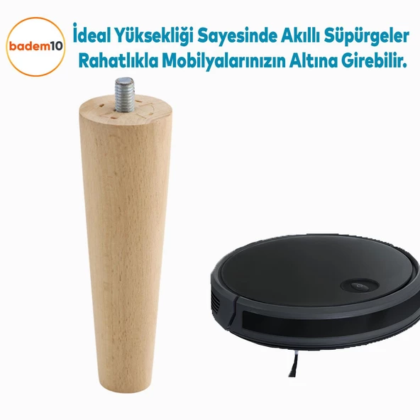 Ahşap Mobilya Koltuk Kanepe Sehpa Masa Ayağı Ayakları M8 Civatalı 12 cm + Bağlantı Aparatlı 4'lü Set - 10