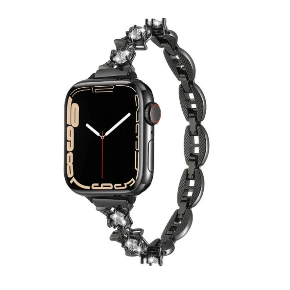 Apple Watch 40mm Kordon Metal Yıldız Taşlı Kolay Kısaltılabilen Band 104 - 3