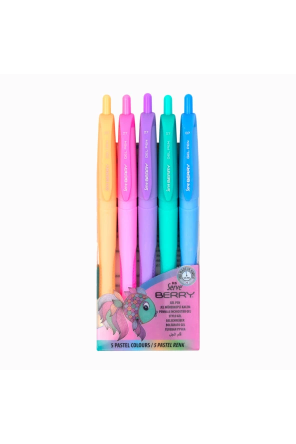 Berry 0.7mm Quick Dry 5'li Pastel Jel Kalem Seti / Brgel07b5krp