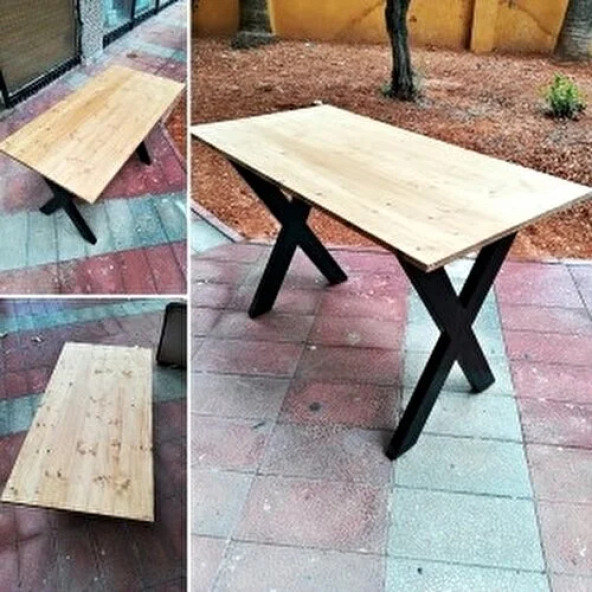 Eportatif Ağaç Masa Kütük Masa Ayağı Metal Çapraz Ayak 1061 - 2