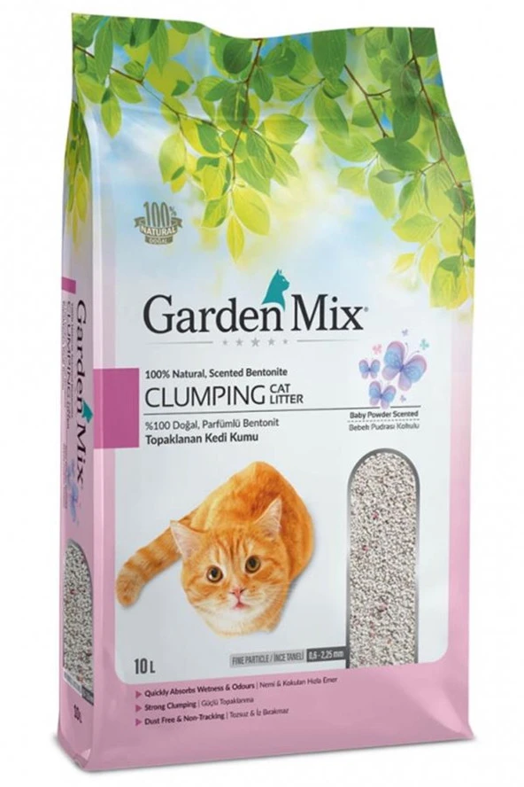 Gardenmix Bebek Pudralı Ince Taneli Bentonit Kedi Kumu 10 Lt