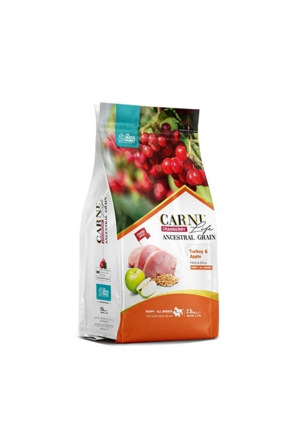 Carni Dog Puppy Hindi/Elmalı Tüm Irklar İçin Köpek Maması 2.5 KG