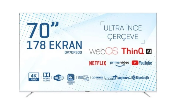 Onvo OV70F500 4K Ultra HD 70" 178 Ekran Uydu Alıcılı webOS Smart LED TV
