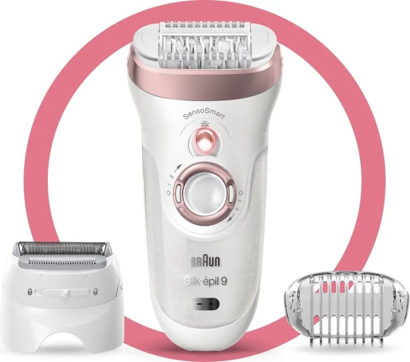 Braun Silk-épil 9 9720 SensoSmart Kablosuz Islak & Kuru 4 Ek Parçalı 2'si 1 Arada Epilatör