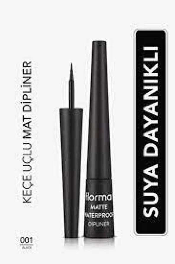 Flormar Suya Dayanıklı Mat Dipliner - Waterproof Dipliner - 001 Black