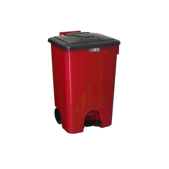 Köşeli Pedallı 85 Litre Kırmızı Çöp Kovası - 4265RED