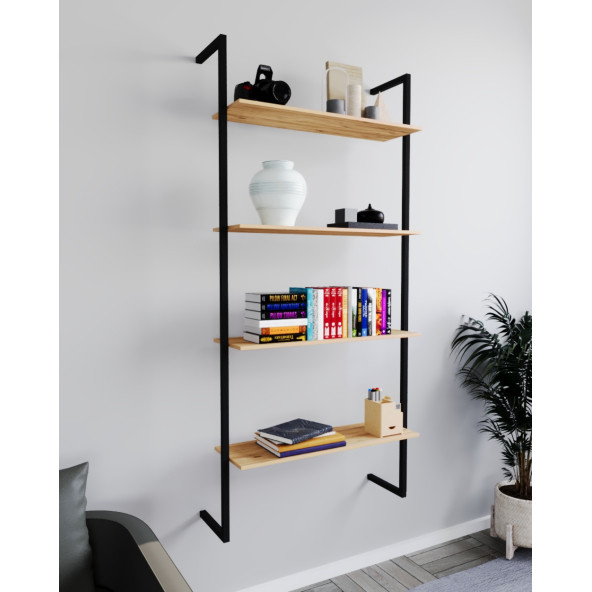 Eportatif Duvar Rafı Metal Kitaplık Mobilya 4 Katlı 1072 - 3