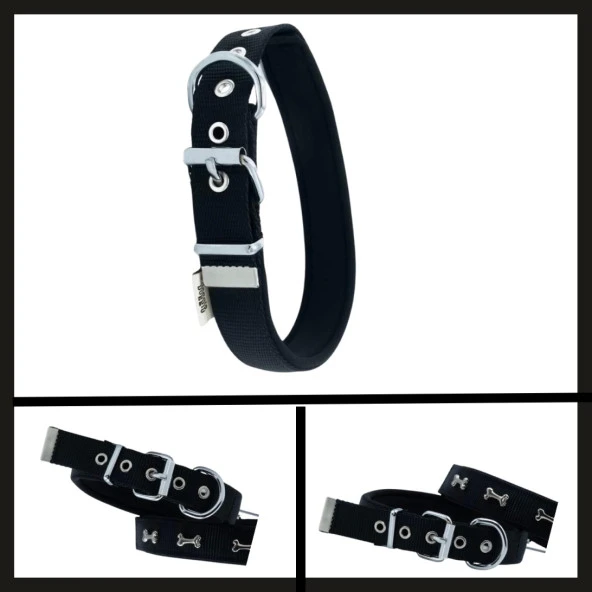 Uyguna-Yakala  Siyah 2.5*42-50 Cm Dokuma Kemikli Boyun Tasması-SMA.357 - Resim 2