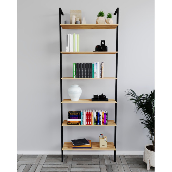 Eportatif Kitaplık Duvar Rafı Metal Kitaplık Mobilya 6 Katlı 1073