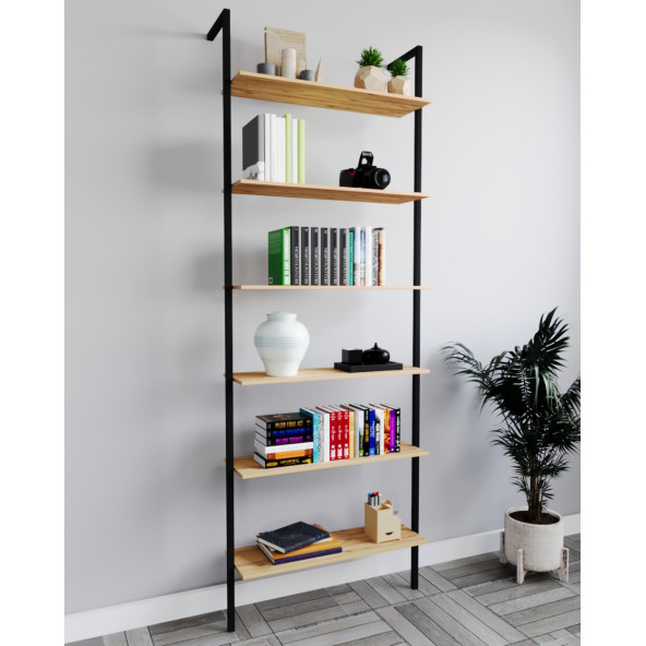 Eportatif Kitaplık Duvar Rafı Metal Kitaplık Mobilya 6 Katlı 1073 - 2