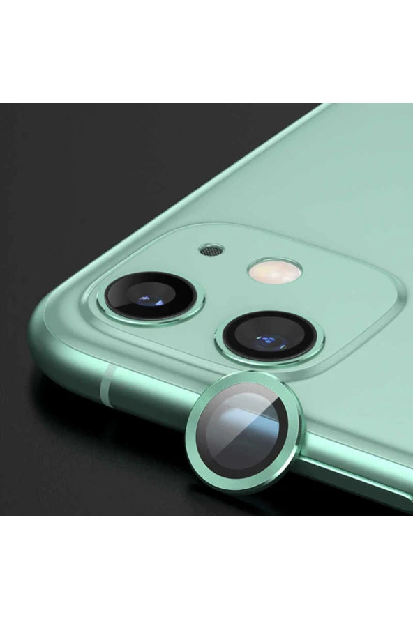iPhone 11 Uyumlu YSF CL-07 Kamera Lens Koruyucu-Açık Yeşil