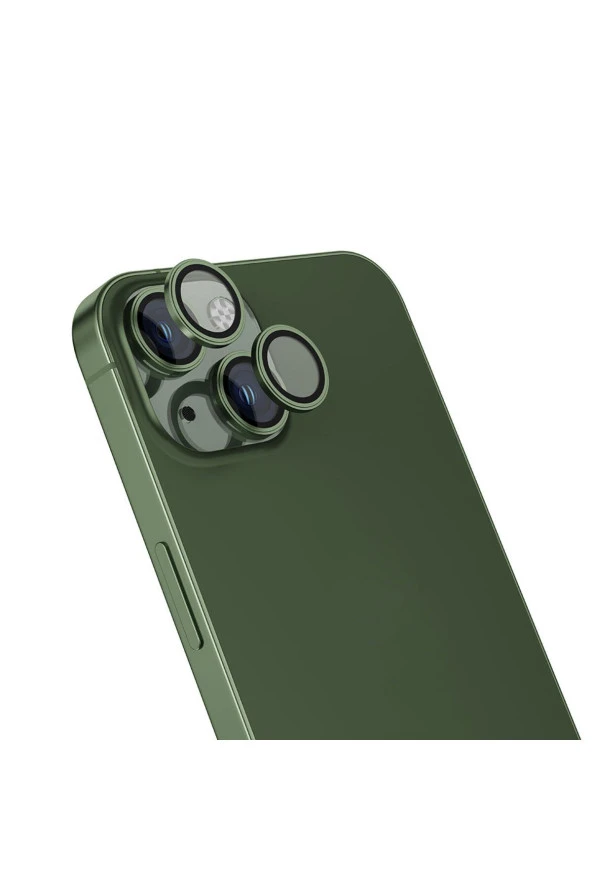 iPhone 15 Uyumlu YSF CL-13 Kamera Lens Koruyucu-Yeşil