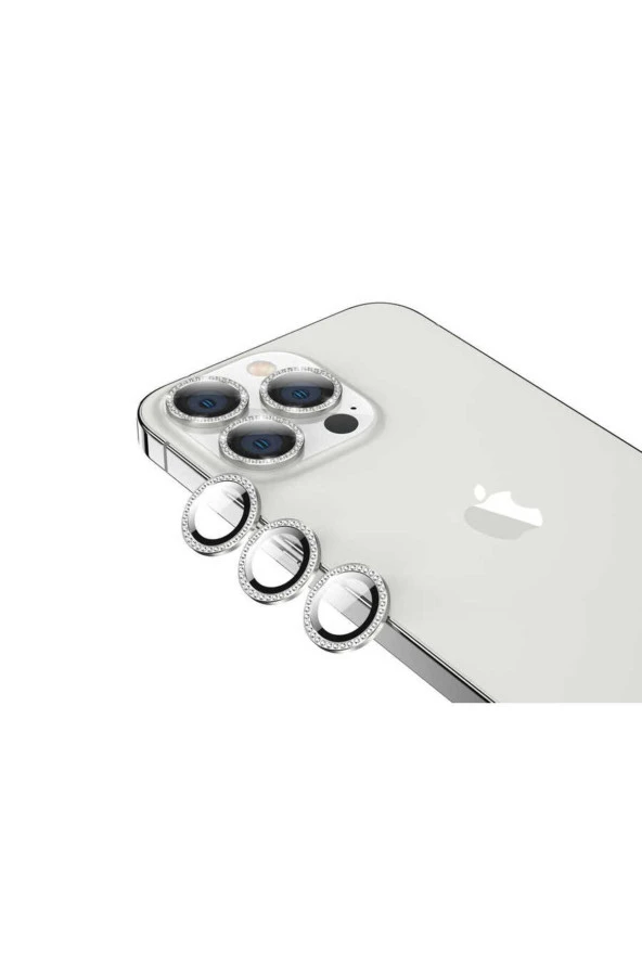 iPhone 13 Pro Max Uyumlu MİY CL-06 Kamera Lens Koruyucu-Gümüş