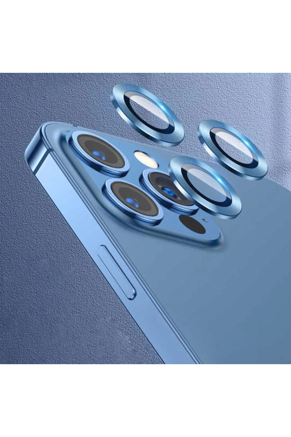 iPhone 12 Pro Max Uyumlu lumena CL-07 Kamera Lens Koruyucu-Mavi