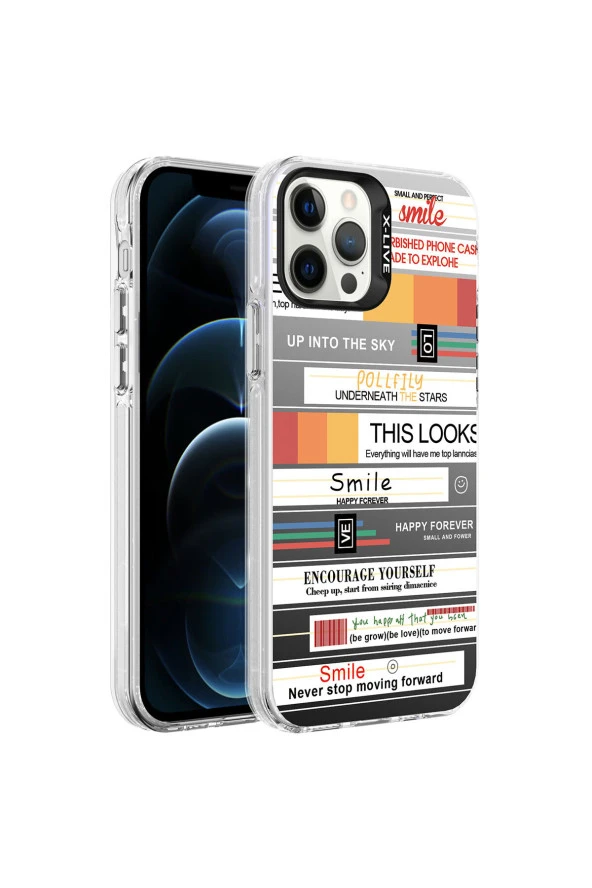 iPhone 12 Pro Max Uyumlu Desenli Zore Silver Sert Kılıf-Mottolar