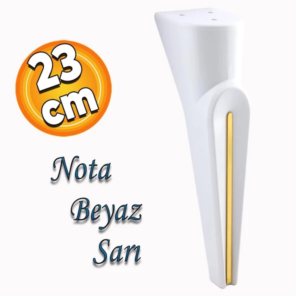 Nota Mobilya Kanepe Tv Ünitesi Koltuk Ayağı Konsol Ayakları Beyaz Altın Gold Sarı 23 Cm