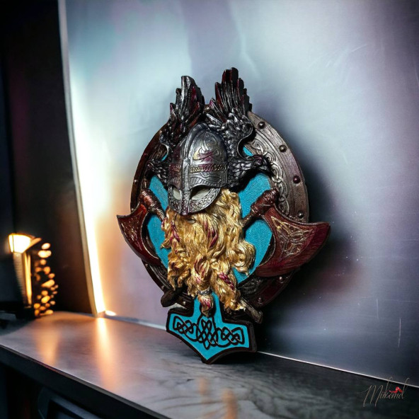 valhalla ( duvara asma tasarımı, vikingler, kırmızı kan sıçraması, el yapımı ) Mukemel tasarımları - 3