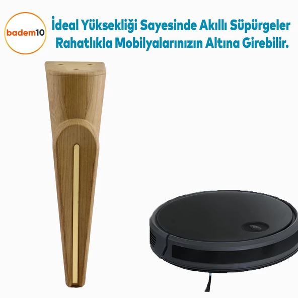 Nota Mobilya Kanepe Tv Ünitesi Koltuk Ayağı Konsol Ayakları Ahşap Desenli Kahverengi Ceviz 23 Cm - 5