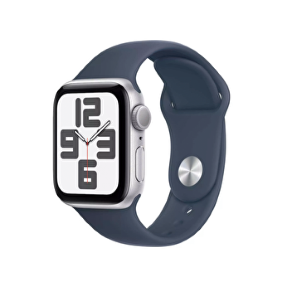 Apple Watch SE 2 2023 GPS 40mm Gümüş Alüminyum Kasa ve Fırtına Mavisi Spor Kordon - S/M