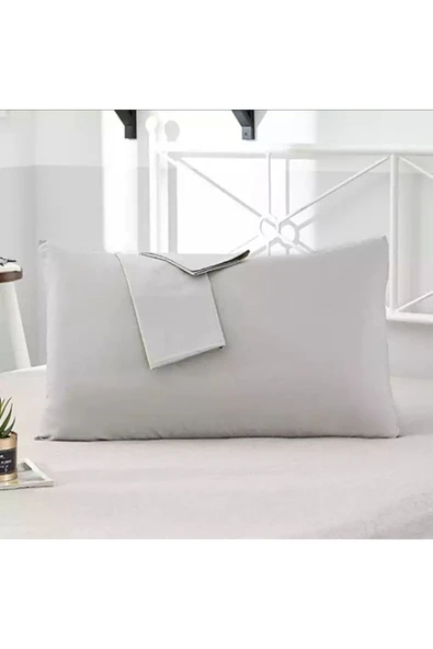 MODELHOME Krem Renkli Pamuklu Kumaştan Kapaklı Yastık Kılıfı (2 Adet) 50 X 70 Cm - 12