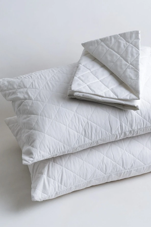 %100 Pamuklu Kapitoneli Yastık Koruyucu Alez (2'li Paket)