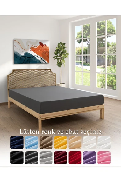 MODELHOME Siyah Renkli %100 Pamuklu Penye Kumaşından Tek/çift Kişilik Lastikli Çarşaf (7 Farklı Ebat) - 4