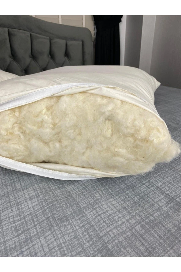 Boyun Fıtığı Ve Boyun Düzleşmesi Için Doğal %100 Kokusuz Yün Yastık 50x70 1350 Gr