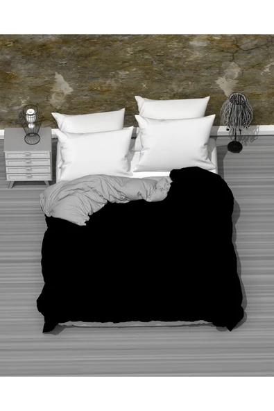 MODELHOME Çift Kişilik İki Renkli (Mavi - Gri ) Pamuklu Ranforce Kumaş Nevresim, Yorgan Kılıfı (200 x 230 cm) - 3
