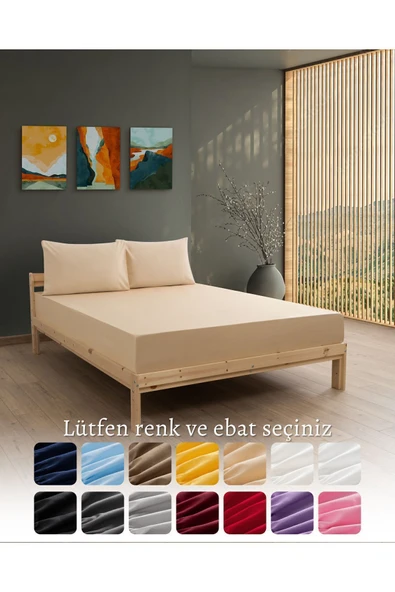 MODELHOME Ranforce Akfil Krem Lastikli Çarşaf Yastık Kılıflı Tek Çift Kişilik Battal Boy Fitted Çarşaf Seti - 4