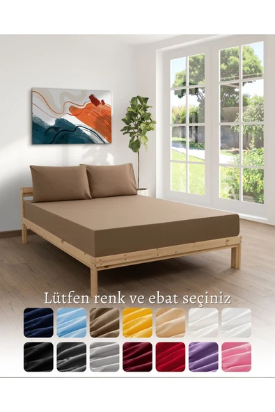 MODELHOME Ranforce Akfil Krem Lastikli Çarşaf Yastık Kılıflı Tek Çift Kişilik Battal Boy Fitted Çarşaf Seti - 11