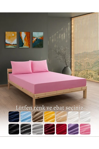 MODELHOME Ranforce Akfil Krem Lastikli Çarşaf Yastık Kılıflı Tek Çift Kişilik Battal Boy Fitted Çarşaf Seti - 7