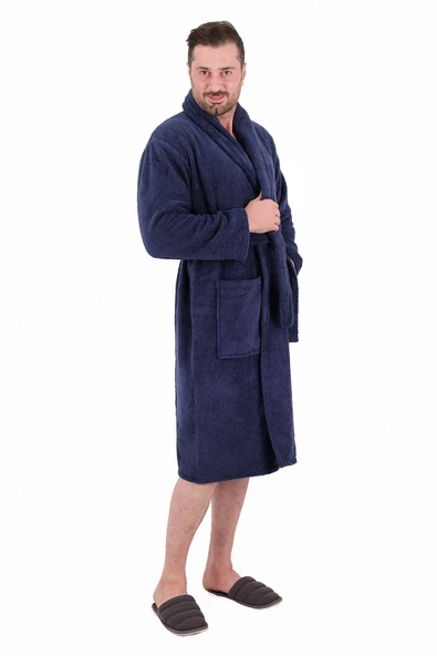 MODELHOME Soft Line Pamuklu Şalyaka Pembe Renkli (L-XL-2XL-3XL-4XL) Büyük / Battal Beden Bornoz - 11