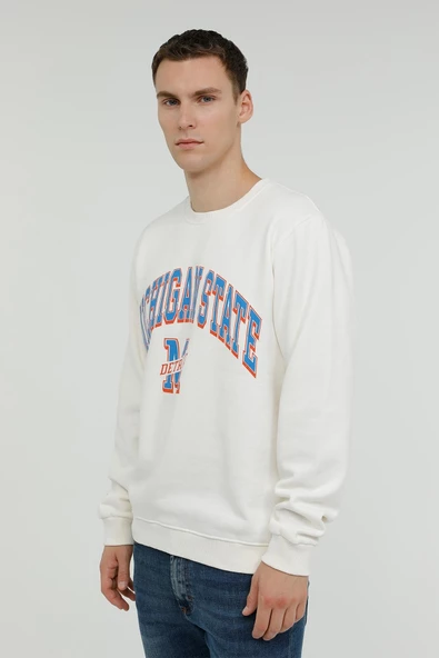 Superfly Michigan State Bisiklet Yaka Erkek Sweatshirt SPF101232313117 - Resim 2