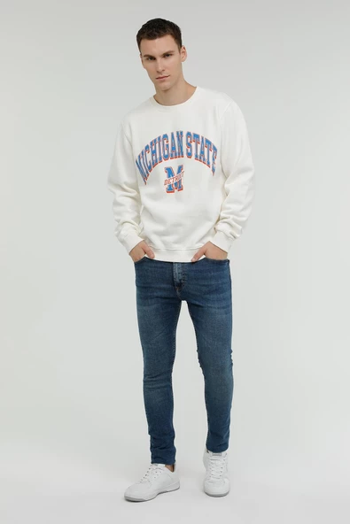 Superfly Michigan State Bisiklet Yaka Erkek Sweatshirt SPF101232313117 - Resim 4